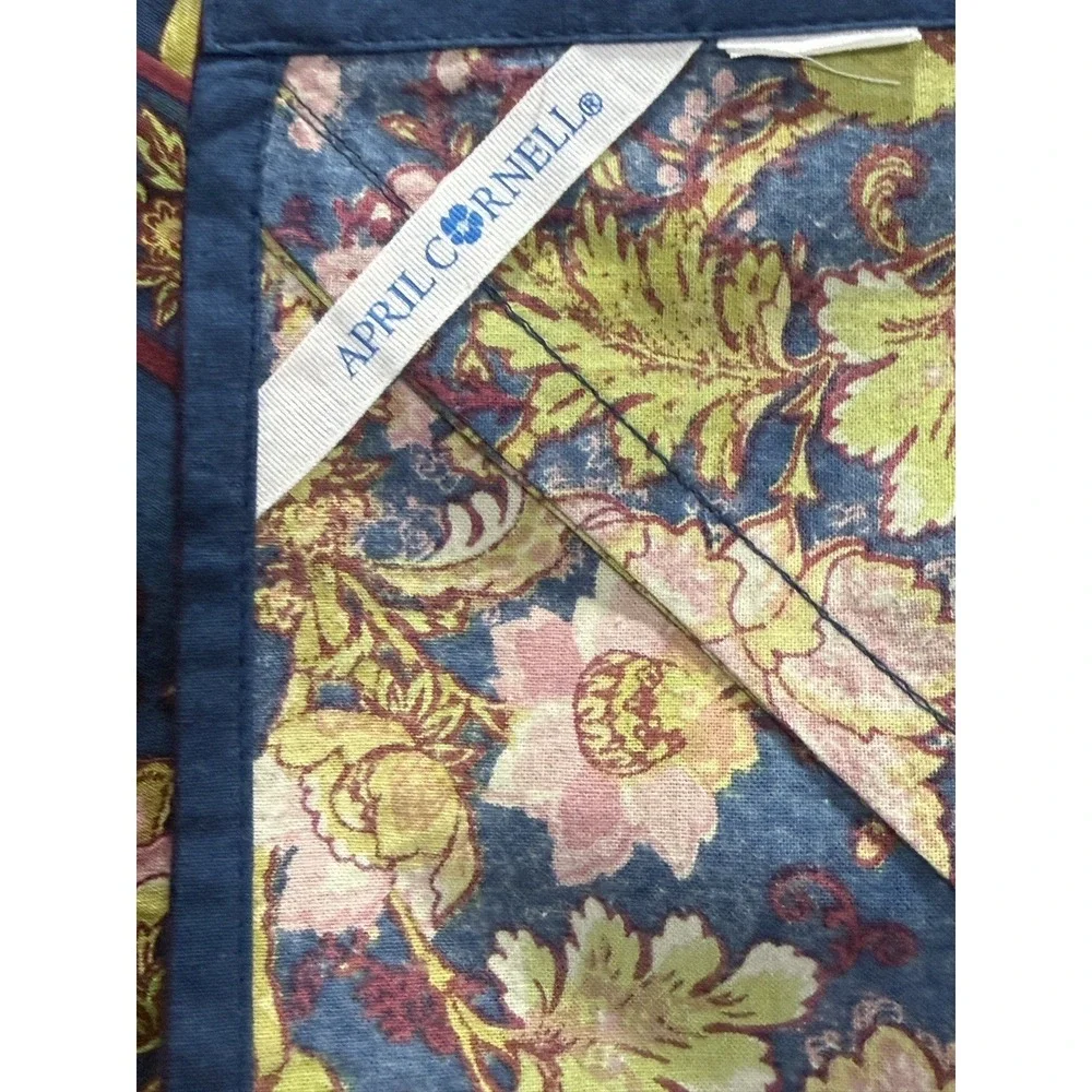 April Cornell Meridian Navy Tablecloth Botanical Floral Cloth Square 36